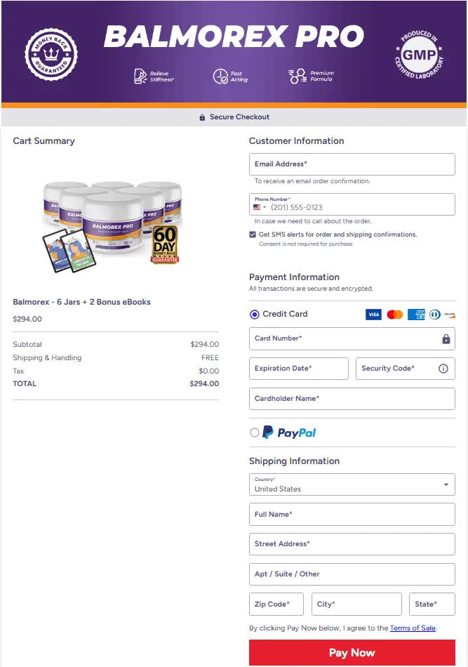 Balmorex Pro Order Page